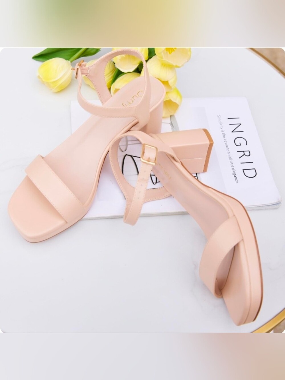 Women's Block Heel Ankle Strap Sandals - Blush
